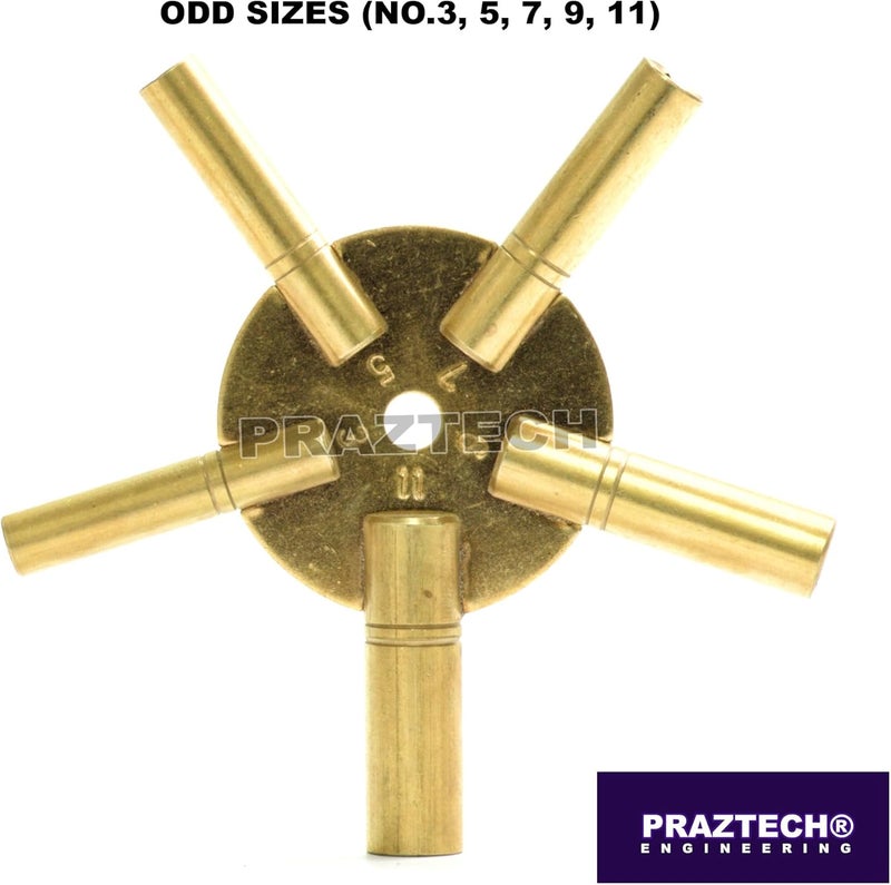 PRAZTECH ® 10‑in‑1 Solid Dual Brass Clock Winding Key Set – Universal Odd & Even Sizes 2 to 11 | For Mantel, Wall & Antique Clocks - Image 4